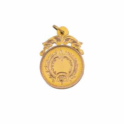 Lot 150 - A George V 9k hallmarked gold fob medallion.