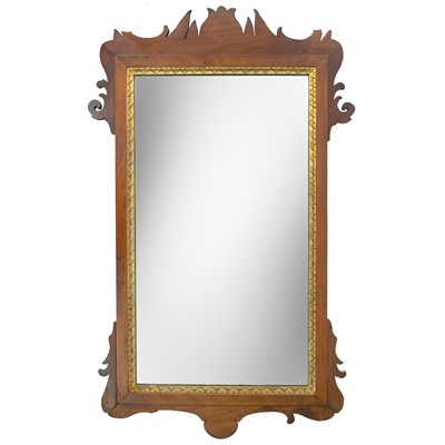 Lot 809 - A George III style walnut fretwork wall mirror.