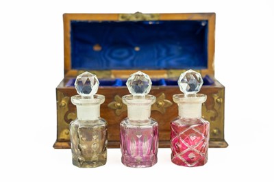 Lot 128 - A Victorian dome top walnut perfume casket.