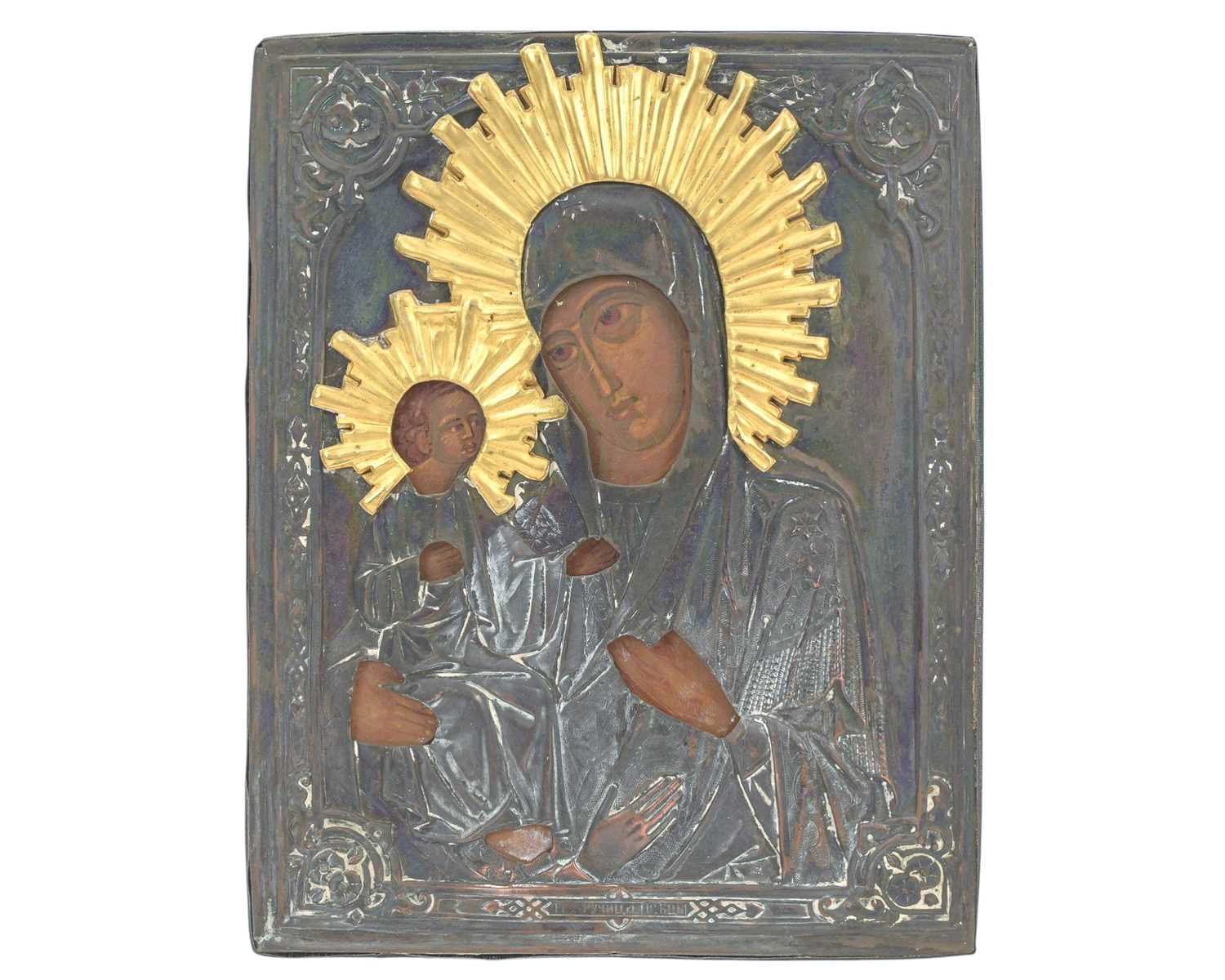 Lot 125 - A Russian icon, painted the Mother of God of Kazan.
