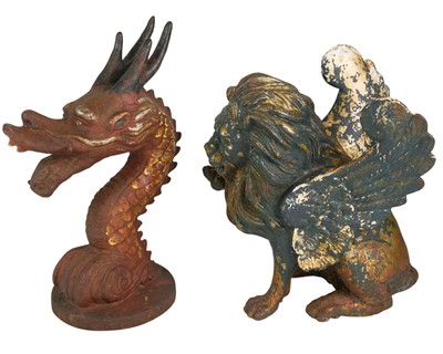 Lot 81 - A cast iron winged lion.