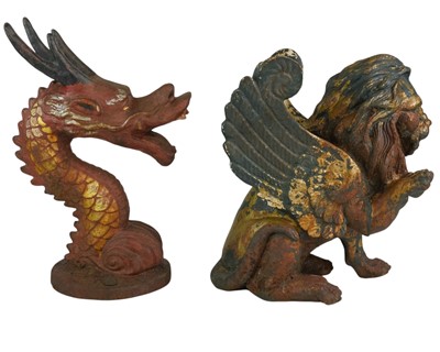 Lot 81 - A cast iron winged lion.