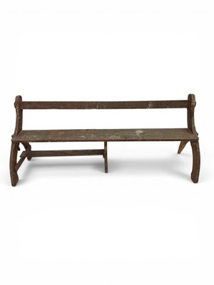 Lot 727 - A late Victorian painted ash rustic bench.