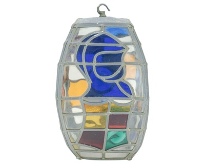 Lot 99 - A leaded glass hall lantern.