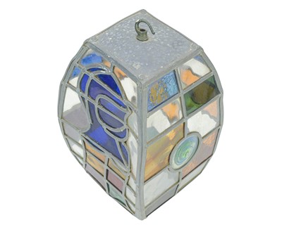 Lot 99 - A leaded glass hall lantern.