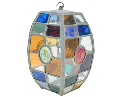Lot 99 - A leaded glass hall lantern.