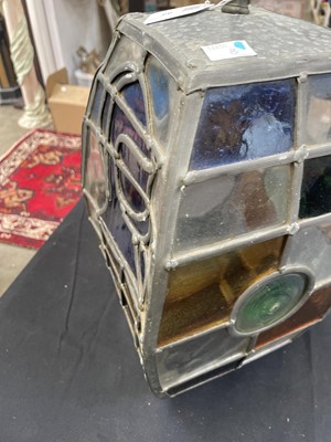 Lot 99 - A leaded glass hall lantern.