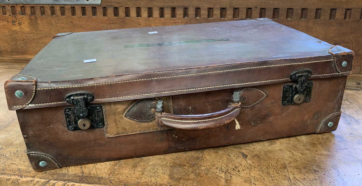 Lot 2832 - A large handsome brown leather suitcase