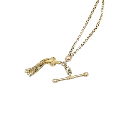 Lot 202 - A Victorian 9k Albertine lady's watch chain with tassel fob.