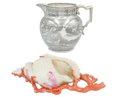 Lot 504 - A Royal Worcester shell and coral porcelain wall pocket.