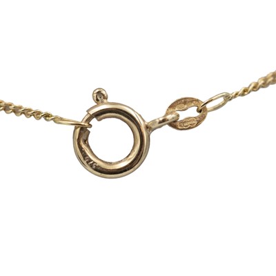 Lot 113 - An attractive modern 18k rose gold morganite and diamond set pendant necklace.