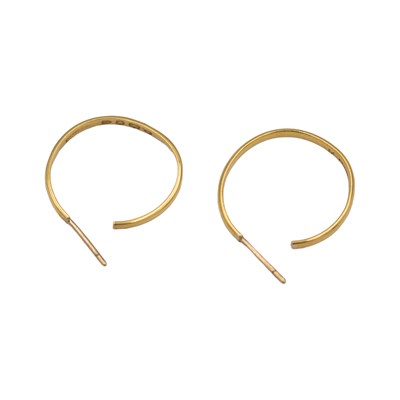 Lot 176 - A pair of 22k hallmarked gold hoop earrings, constructed from two band rings.