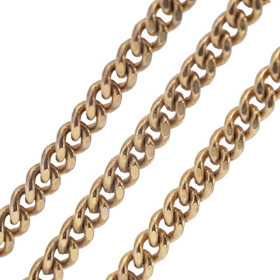 Lot 181 - A 9k hallmarked gold curb-link 22" neck chain.