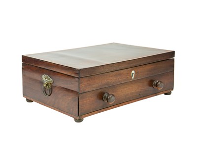 Lot 116 - A George III mahogany, boxwood strung and cross-banded workbox.