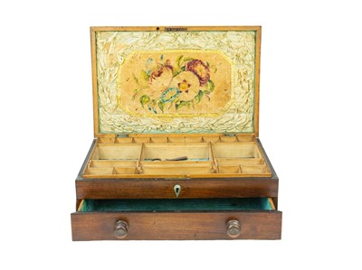 Lot 116 - A George III mahogany, boxwood strung and cross-banded workbox.
