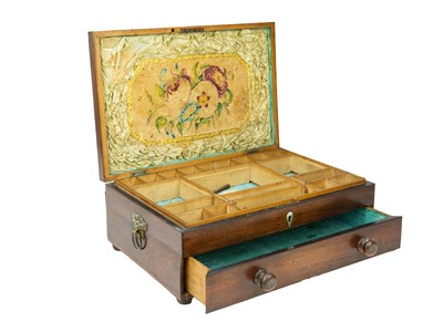Lot 116 - A George III mahogany, boxwood strung and cross-banded workbox.