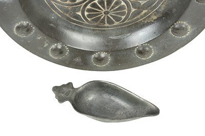 Lot 94 - A cast metal alms dish, tin alloy.