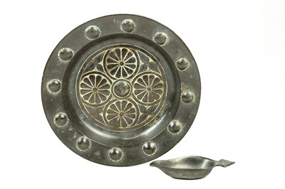 Lot 94 - A cast metal alms dish, tin alloy.