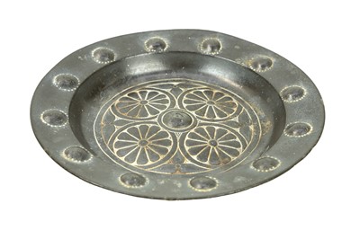 Lot 94 - A cast metal alms dish, tin alloy.