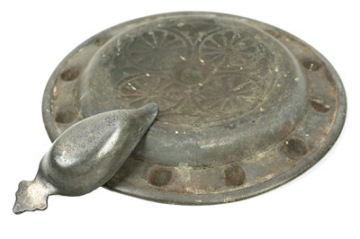 Lot 94 - A cast metal alms dish, tin alloy.