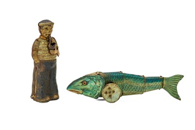 Lot 248 - A Clockwork tinplate sailor figure.