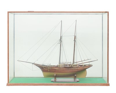 Lot 489 - A scale model of a schooner in a glazed case.