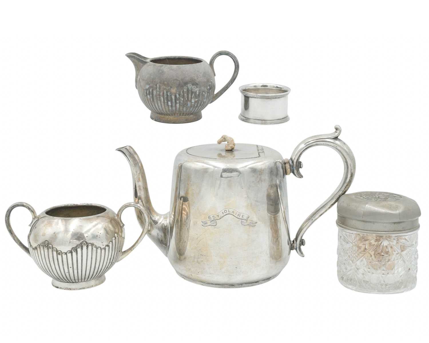 Lot 85 - Steam Yacht Iolaire, an Elkington plate teapot.