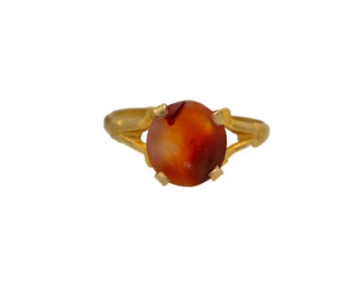 Lot 305 - A 19th-century carnelian intaglio ring, set in high-purity gold.