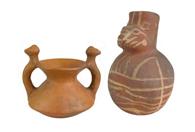 Lot 152 - A pre-Columbian painted pottery vessel, of zoomorphic form.