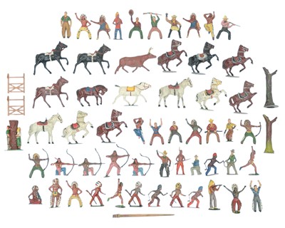 Lot 258 - A collection of painted lead figures.