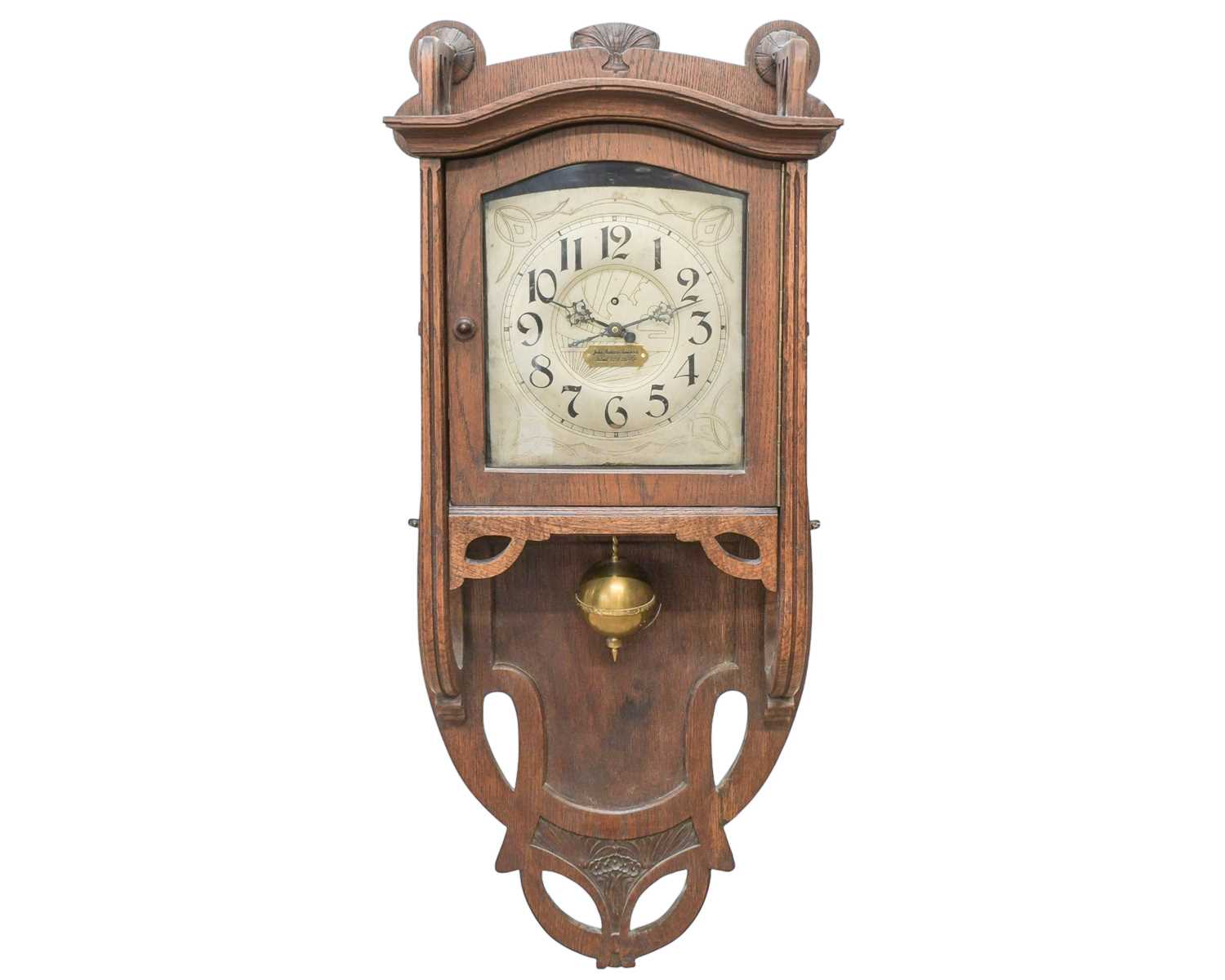 Lot A rare weight driven torsion wall clock, labelled John Baptiste Rombach.