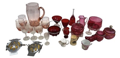 Lot 82 - Cranberry glass along with other glassware, a...