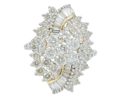 Lot 173 - An impressive 10k diamond set fancy cluster dress ring.