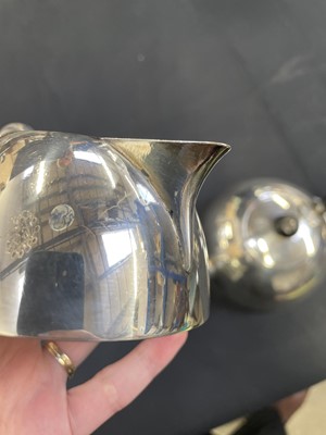 Lot 12 - An aesthetic movement silver plated tea set.
