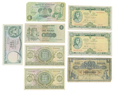 Lot 193 - Guernsey, Ireland and Scotland Bank Notes x8.