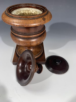 Lot 115 - A Victorian treen urn shape tobacco jar....