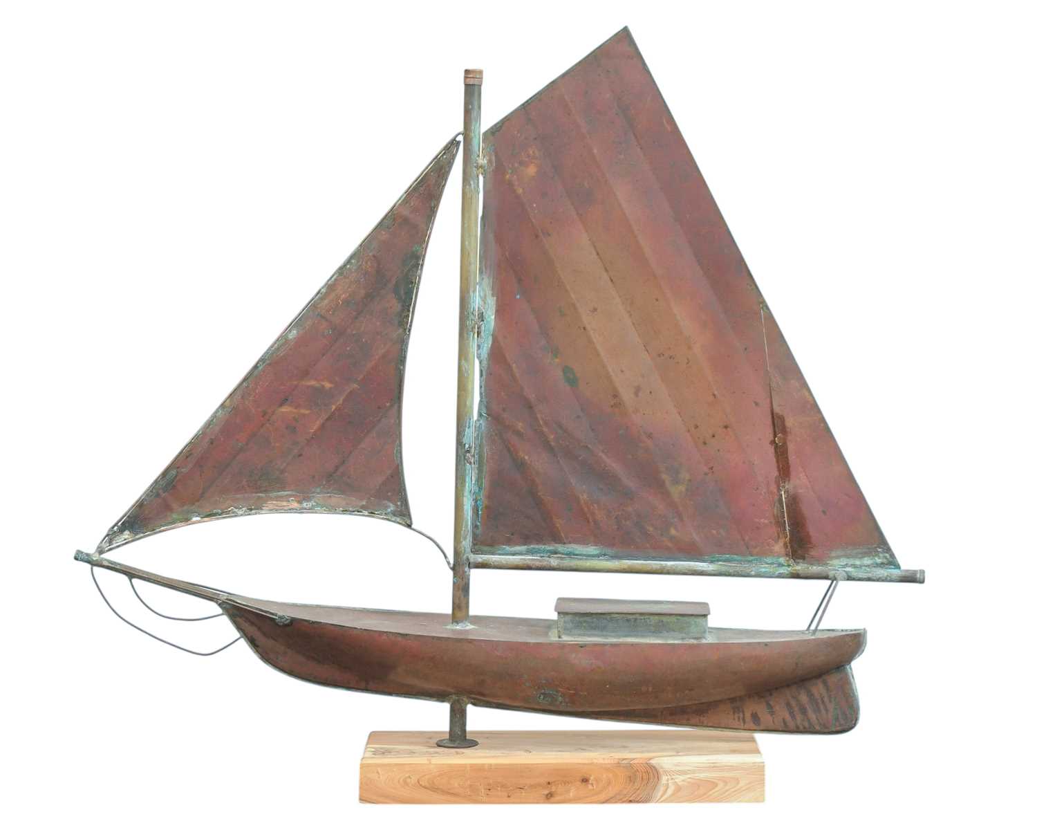 Lot 73 - A copper weathervane modelled as a yacht.