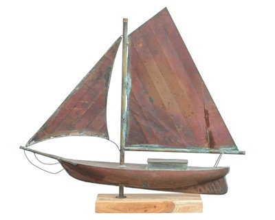 Lot 73 - A copper weathervane modelled as a yacht.
