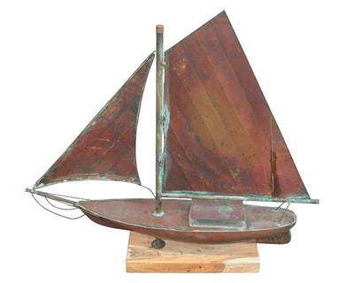 Lot 73 - A copper weathervane modelled as a yacht.