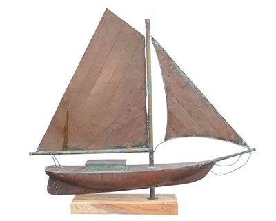 Lot 73 - A copper weathervane modelled as a yacht.