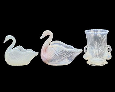 Lot 564 - A late 19th century Sowerby opalescent press-moulded glass vase.