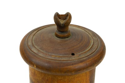 Lot 52 - A Victorian treen lignum vitae string box.