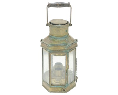 Lot 478 - A WWI period ship's brass bulkhead lamp.