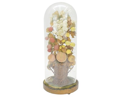 Lot 117 - A late 19th/early 20th century wax and silk fruit basket display.