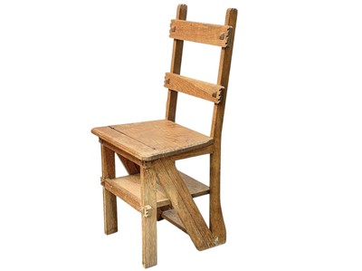 Lot 854 - A late Victorian oak metamorphic library step/chair.