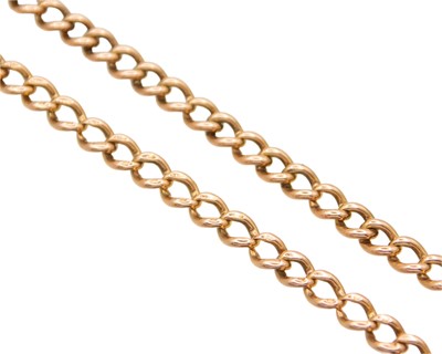 Lot 247 - An antique heavy 9k curb-link 19.25" neck chain.