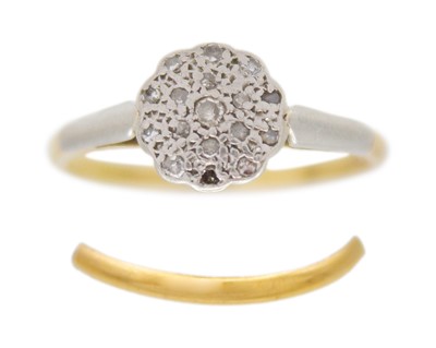 Lot 257 - An 18k diamond set ring, and a piece of high-purity gold ring shank.
