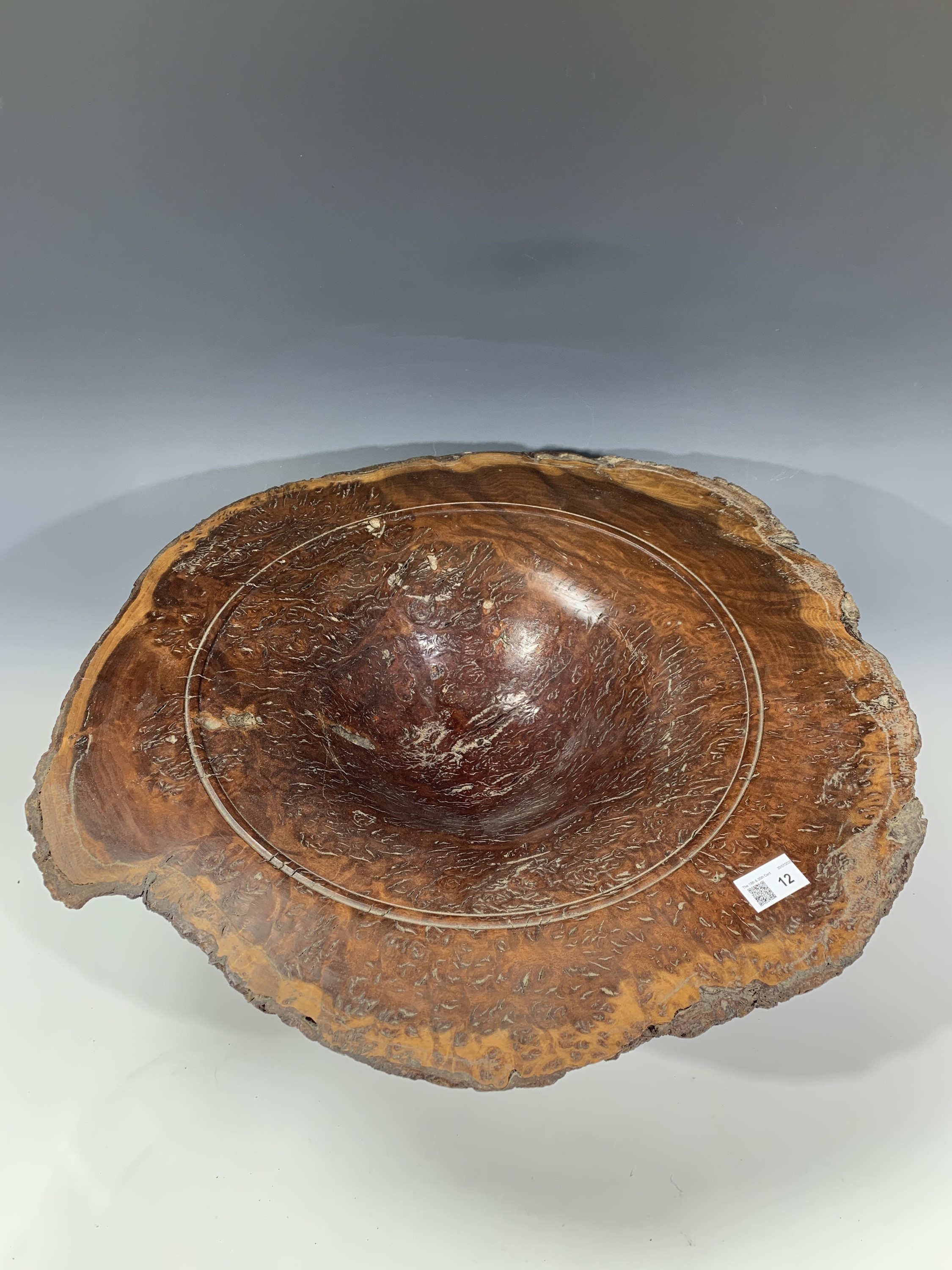 Lot 12 A well figured jarrah wood tunrned bowl, of