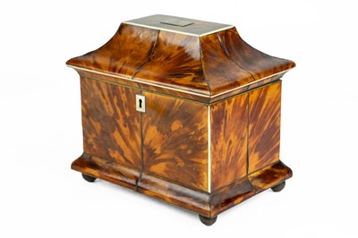 Lot A Regency tortoiseshell tea caddy.