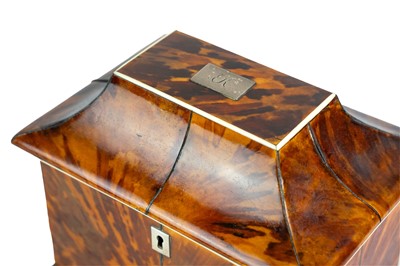 Lot A Regency tortoiseshell tea caddy.